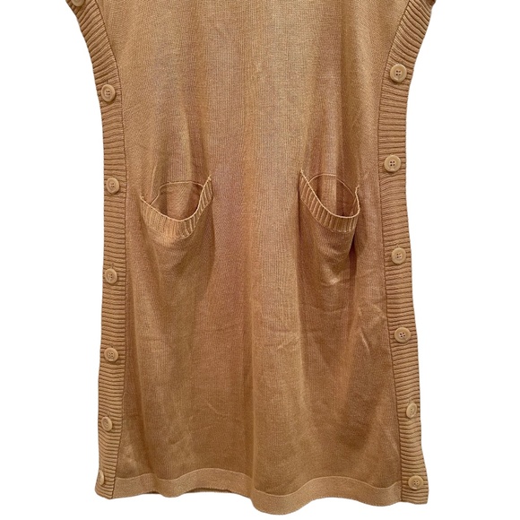 Calvin Klein Women's Cowl Sweater Dress Short Sleeve Button Sides, Size Medium - Picture 5 of 9